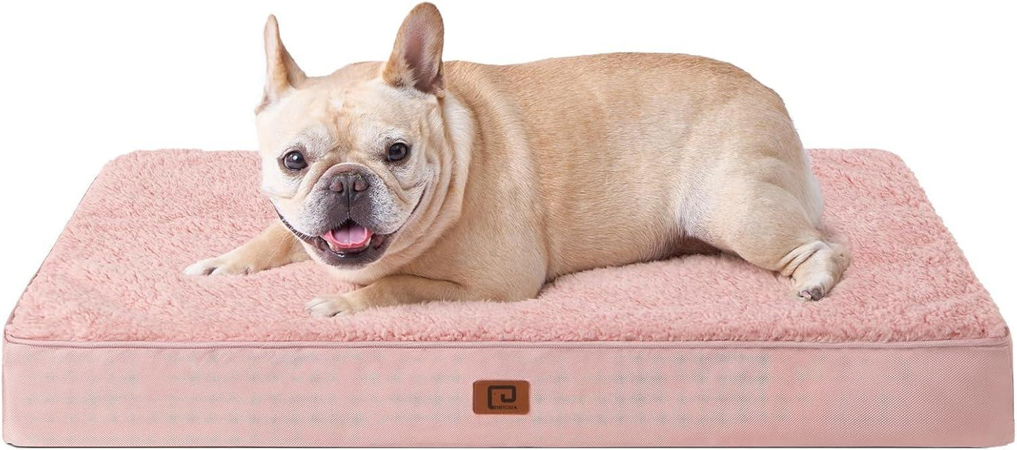EHEYCIGA Orthopedic Dog Beds Large Mattress with Removable Washable Cover for Crate, Grey, 91x68x9cm - Comfort Style