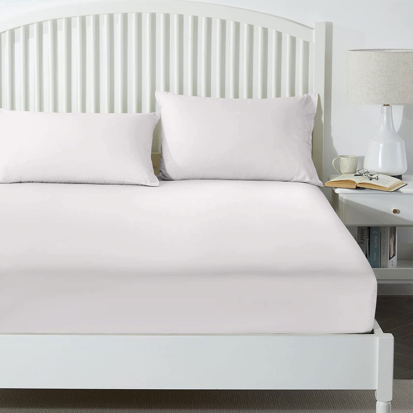 25 Cm Fitted Bed Sheets - Super Soft Deep Fitted Sheet Brushed Microfibre Anti Wrinkle Bedsheet Breathable & Fade Resistant