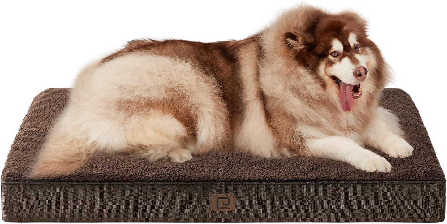 EHEYCIGA Orthopedic Dog Beds Large Mattress with Removable Washable Cover for Crate, Grey, 91x68x9cm - Comfort Style