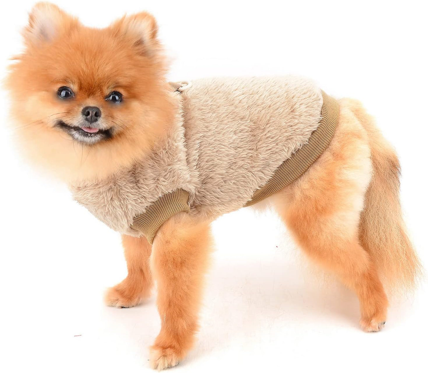 SMALLLEE_LUCKY_STORE Pet Sherpa Fleece Jumper Vest Sweaters Turtleneck Pullover with D-ring Soft Sweatshirt for Small Dogs Cat Puppy Boy Girl Yorkie Chihuahua Warm Fall Winter Clothes,Pink,S - Comfort Style