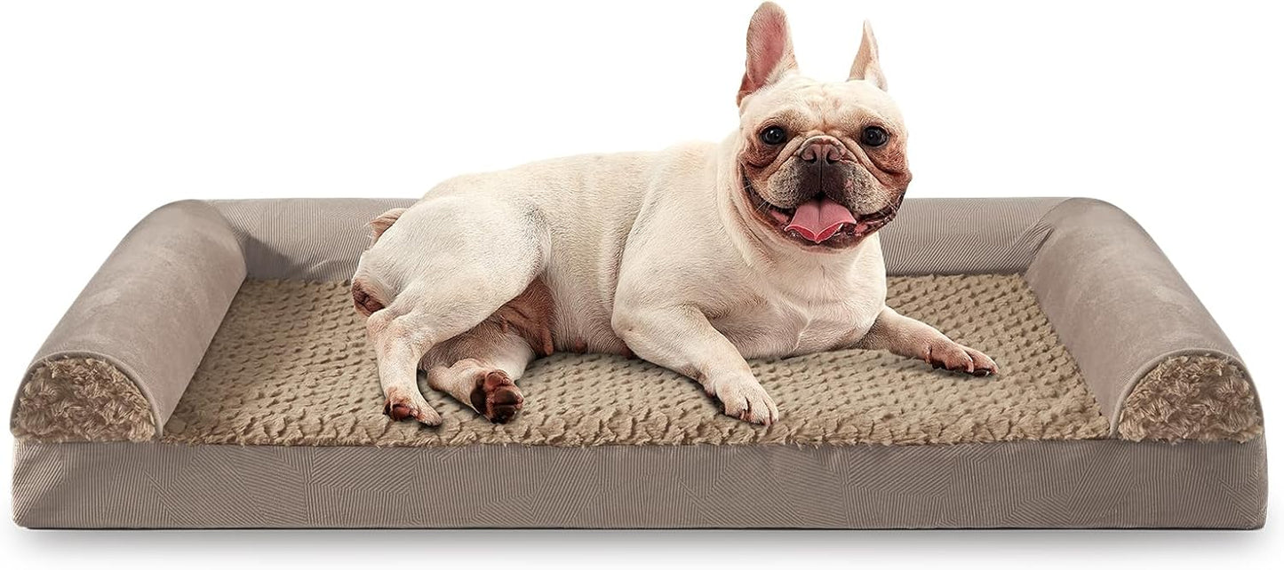 FURTIME Large Dog Bed(89 x 64cm), Orthopedic Memory Foam Dog Beds Sofa with Removable Flannel Cover, Washable Pet Bed, Good for Doberman Pinscher, Sheltie, Border Collie, Australian Herding Dog - Comfort Style