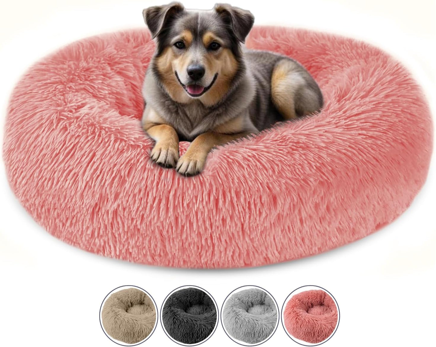 ELYF 50cm Dark Grey Donut Cat Beds for Indoor Cats Clearance, Kitten Bed and Puppy Bed with Anti-Slip Waterproof Bottom, Fluffy Cosy Pet Bedding & Furniture for Small Dog Bed Clearance, Large Cat Bed - Comfort Style