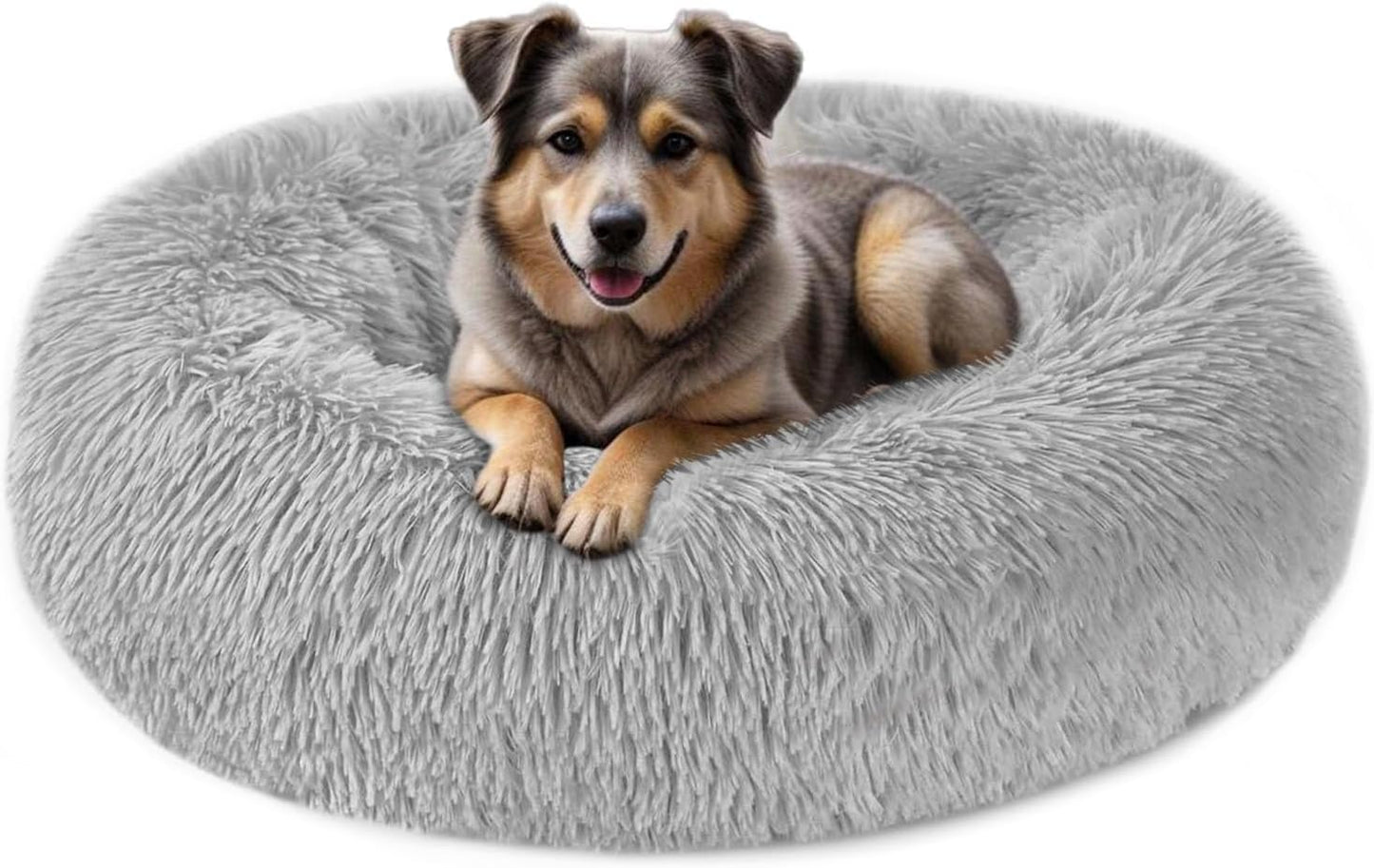 ELYF 50cm Dark Grey Donut Cat Beds for Indoor Cats Clearance, Kitten Bed and Puppy Bed with Anti-Slip Waterproof Bottom, Fluffy Cosy Pet Bedding & Furniture for Small Dog Bed Clearance, Large Cat Bed - Comfort Style