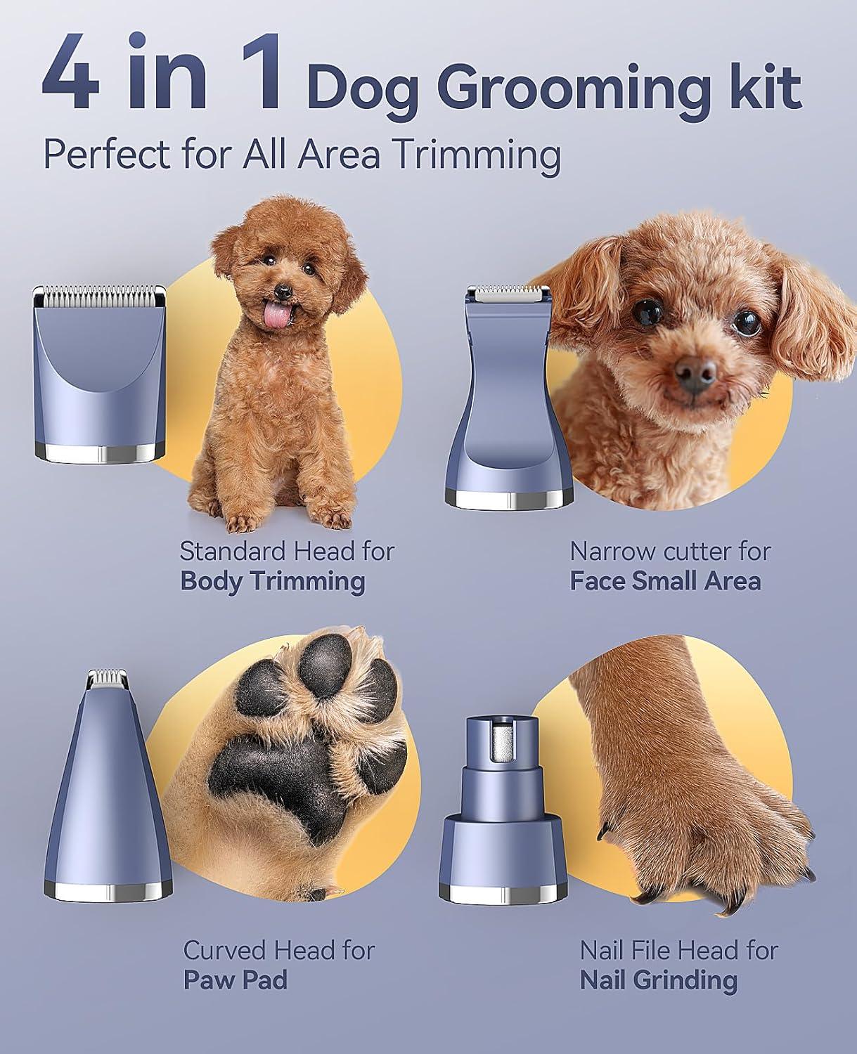 oneisall Dog Cat Grooming Kit 4 in 1 Cordless, Quite Dog Paw Trimmer for All/Sensitive Areas, Dog Trimmer for Grooming, Pet Clippers for Small Dogs/Cats/Rabbits/pet Mouse - Comfort Style