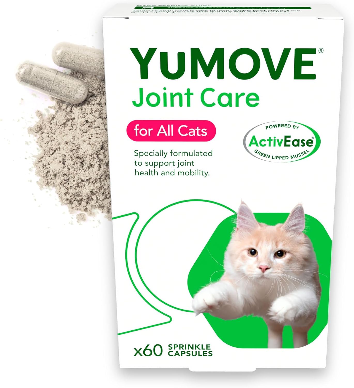 YuMOVE Cat | Joint Supplement for Cats, with Glucosamine, Chondroitin, Green Lipped Mussel, All Ages and Breeds | 60 Capsules - Comfort Style