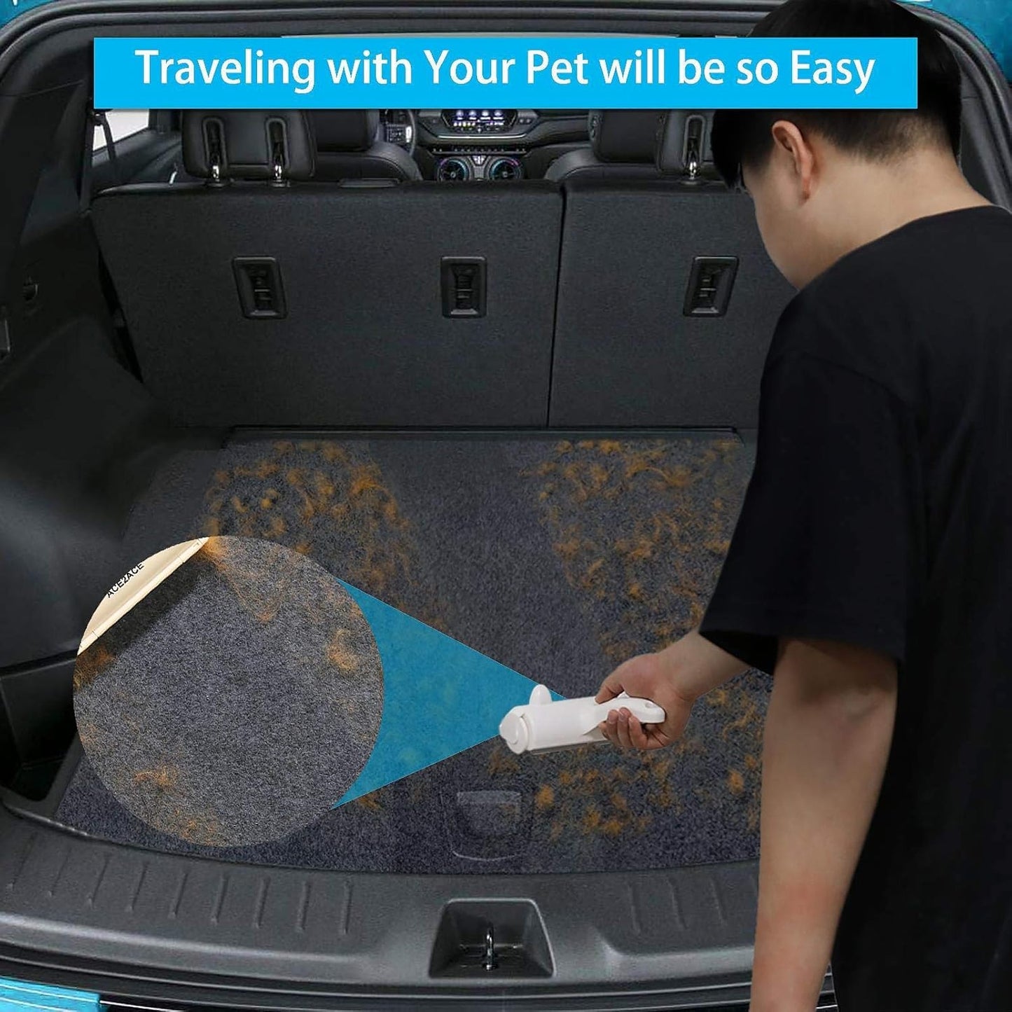 ACE2ACE Pet Hair Remover Roller, Reusable Animal Hair Removal Brush for Dogs and Cats, Easy to Clean Fixed Areas Pet Fur from Carpet, Furniture, Rugs, Stairs, bedding and Sofa - Comfort Style