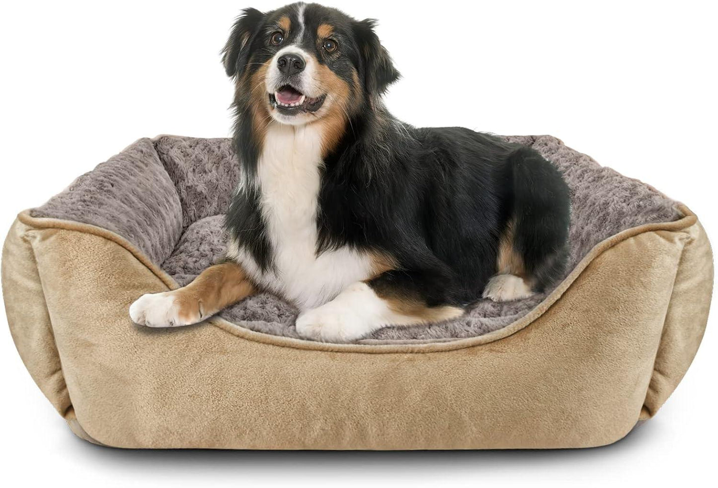JOEJOY Dog Bed Medium - Washable Dog Bed Anti-Anxiety Dog Bed Soft Plush Dog Bed Rectangle Non-Slip Bottom Pet Bed - Small | Medium | Large Size Mattress Mat For Dog, Grey - Comfort Style