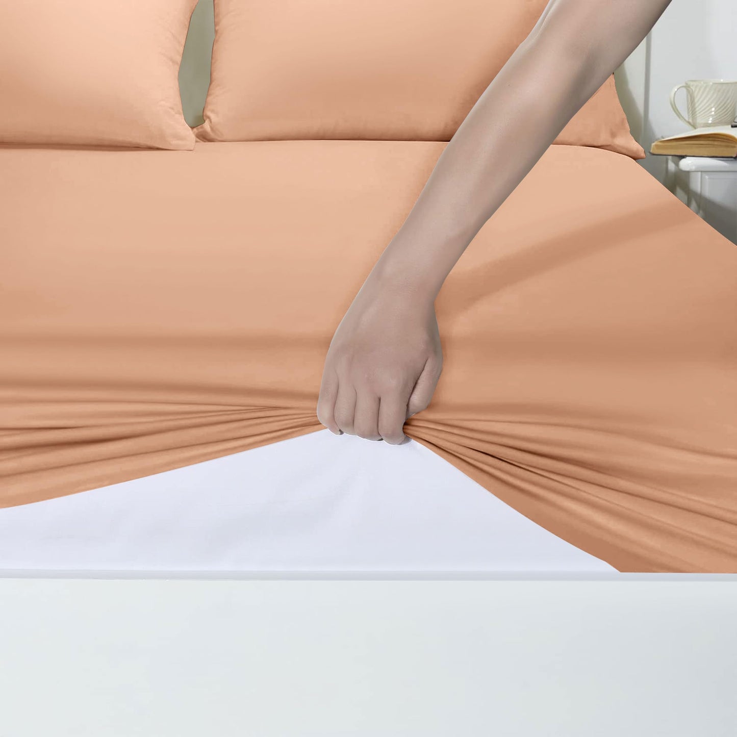 25 Cm Fitted Bed Sheets - Super Soft Deep Fitted Sheet Brushed Microfibre Anti Wrinkle Bedsheet Breathable & Fade Resistant