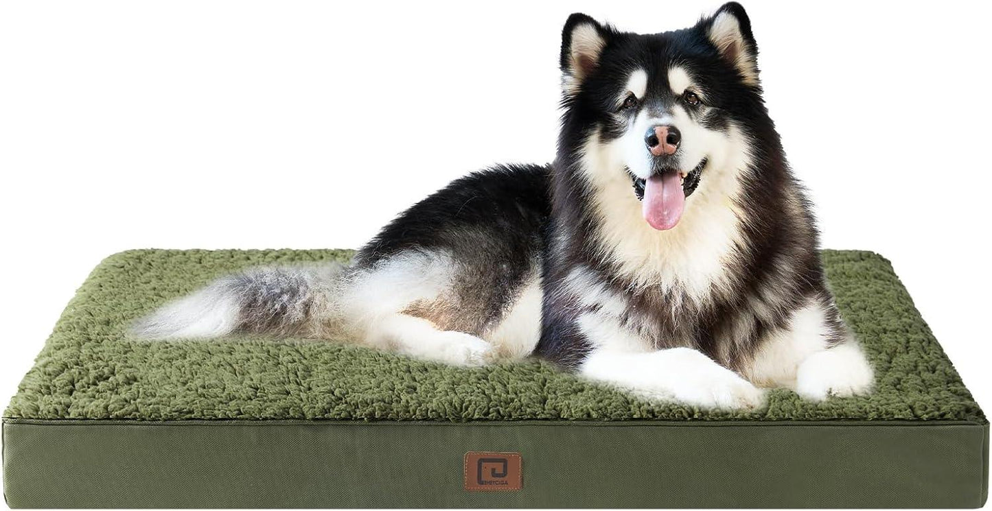 EHEYCIGA Orthopedic Dog Beds Large Mattress with Removable Washable Cover for Crate, Grey, 91x68x9cm - Comfort Style