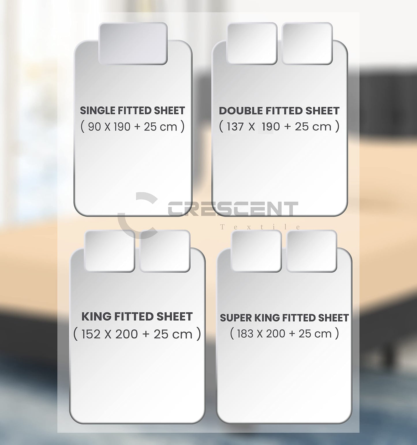 200 Thread Count Hotel Quality Bedding 100% Pure Egyptian Cotton Fitted Sheet - Stretches Up To 25cm Deep