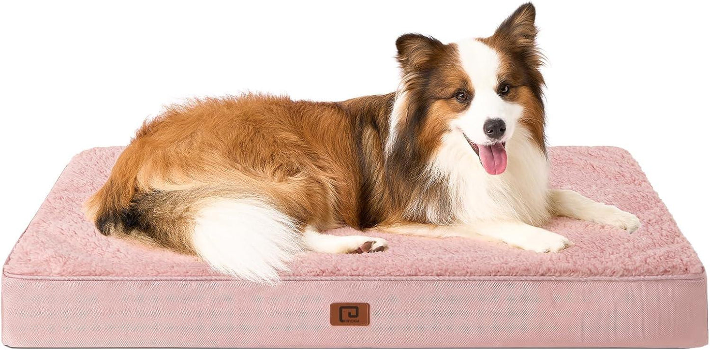 EHEYCIGA Orthopedic Dog Beds Large Mattress with Removable Washable Cover for Crate, Grey, 91x68x9cm - Comfort Style
