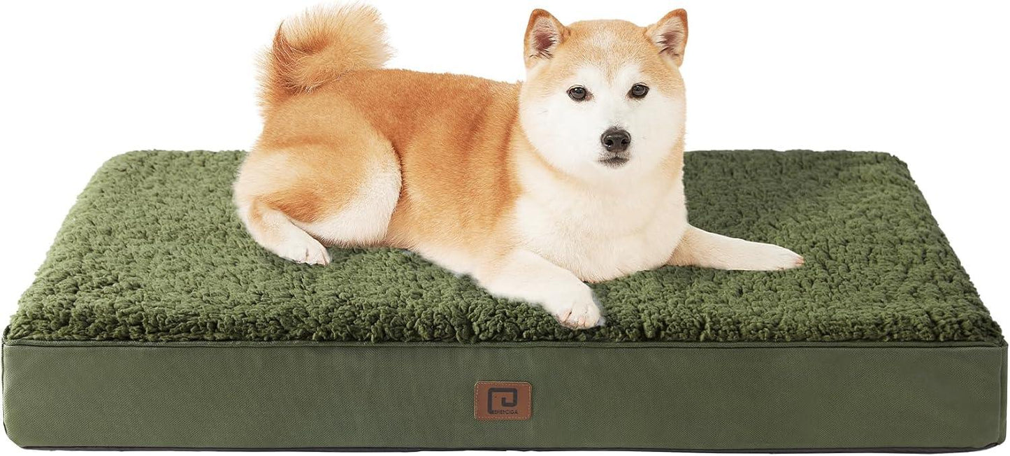 EHEYCIGA Orthopedic Dog Beds Large Mattress with Removable Washable Cover for Crate, Grey, 91x68x9cm - Comfort Style