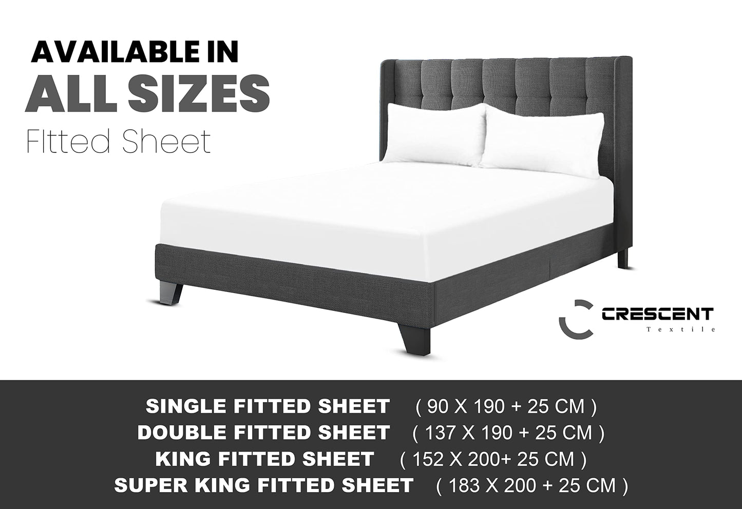 200 Thread Count Hotel Quality Bedding 100% Pure Egyptian Cotton Fitted Sheet - Stretches Up To 25cm Deep