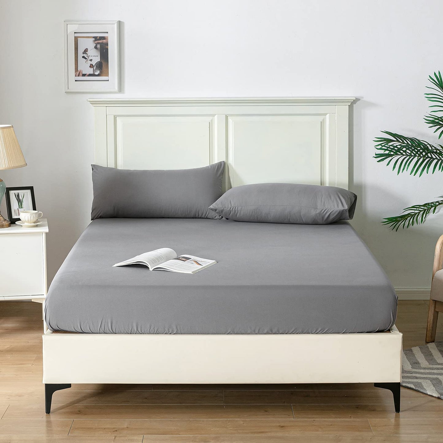 Fitted Sheet Bed Sheets 25CM Extra Deep Pocket Soft and Breathable Fitted Bedding Sheets