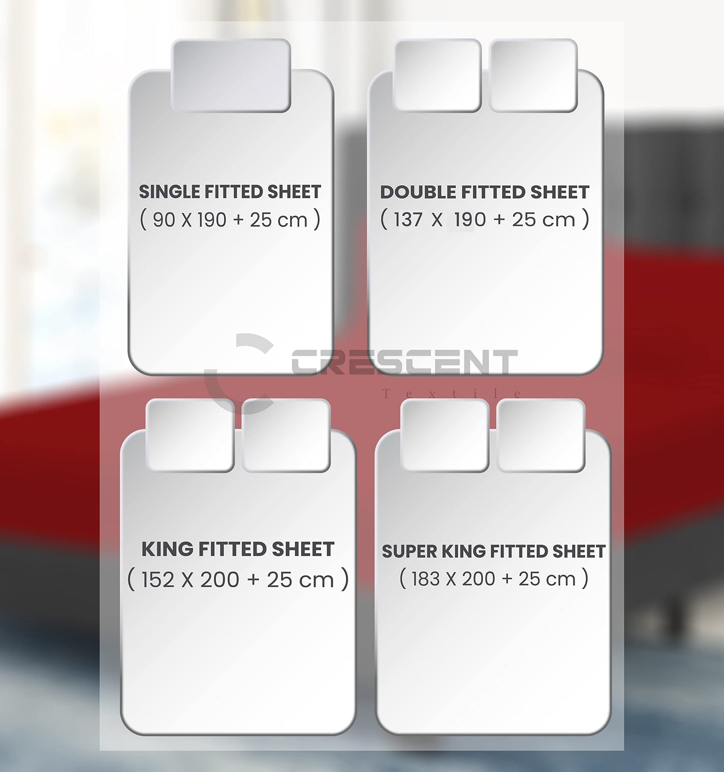 200 Thread Count Hotel Quality Bedding 100% Pure Egyptian Cotton Fitted Sheet - Stretches Up To 25cm Deep