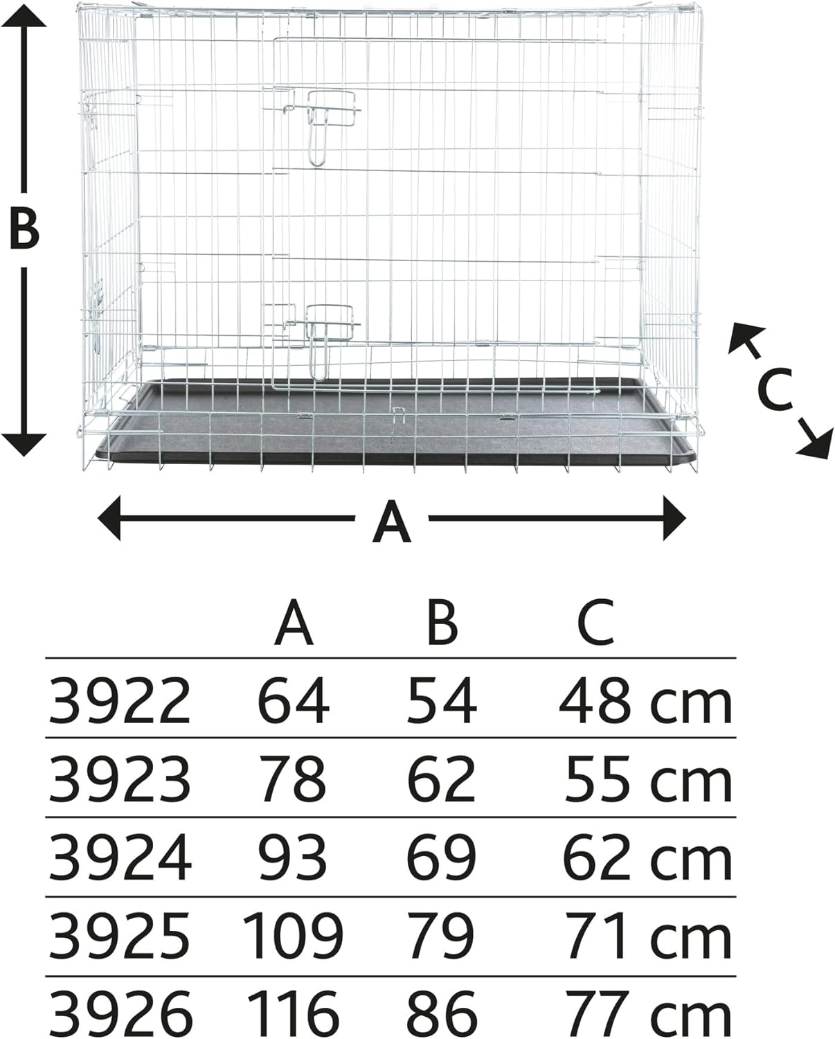 TRIXIE dog crate Home - size M-L: 93 x 69 x 62 cm - short-term accommodation at home - 1 door at the front and 1 door at the side - collapsible - bottom tray - 3924 - Comfort Style