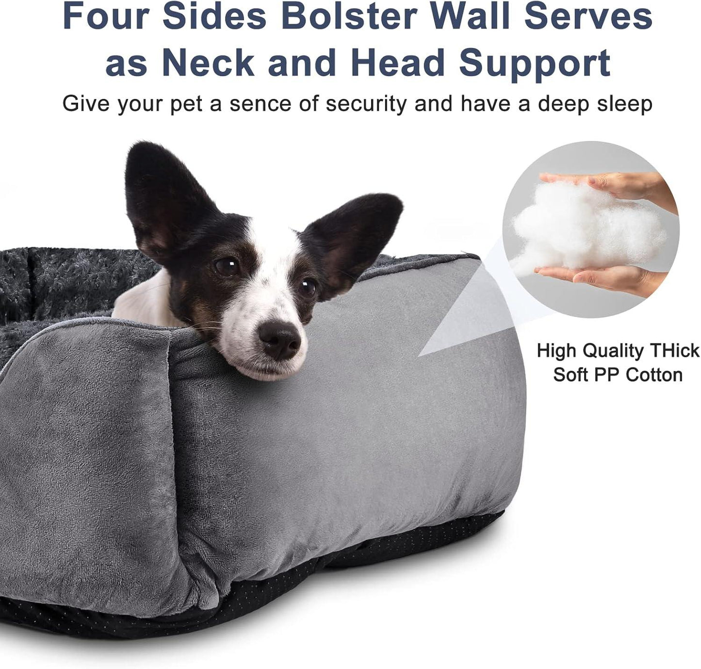 JOEJOY Dog Bed Medium - Washable Dog Bed Anti-Anxiety Dog Bed Soft Plush Dog Bed Rectangle Non-Slip Bottom Pet Bed - Small | Medium | Large Size Mattress Mat For Dog, Grey - Comfort Style
