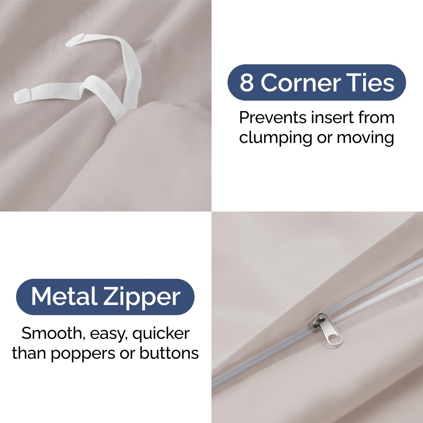Bedding Duvet Quilt Cover Set with 2 Pillowcases - Hotel Quality - Cooling, Wrinkle-Free, Machine Washable with Zipper & Corner Ties - Super Soft Microfibre-Polyester - Comfort Style