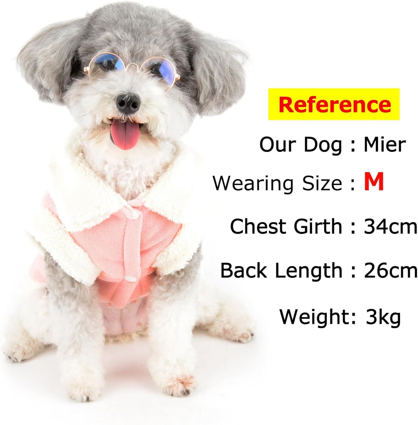 Zunea Dog Winter Coats for Small Dogs Cats Shearing Fleece Dog Jacket Coat with D-Ring Cute Puppy Clothes with Bow Soft Warm Fleece Vest Clothing Windproof Cold Weather Pet Chihuahua Apparel Khaki M - Comfort Style