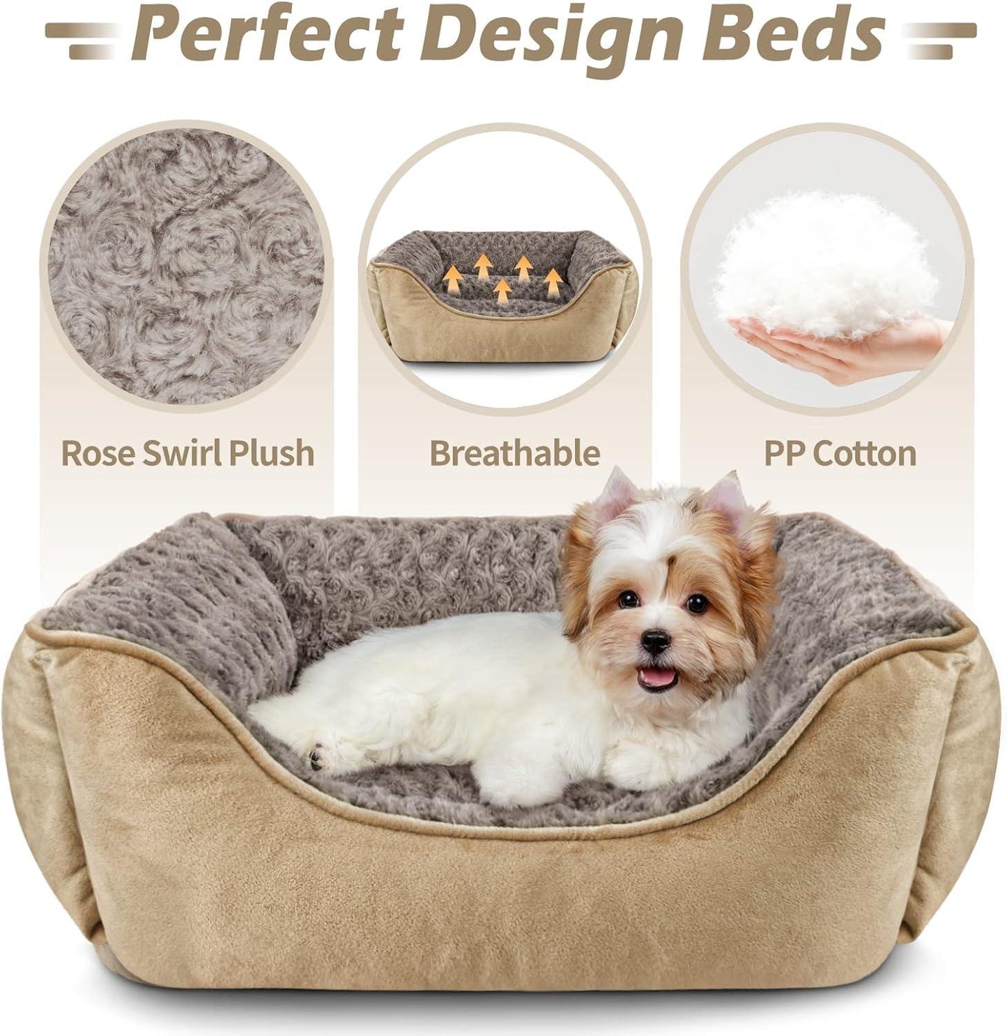 JOEJOY Dog Bed Medium - Washable Dog Bed Anti-Anxiety Dog Bed Soft Plush Dog Bed Rectangle Non-Slip Bottom Pet Bed - Small | Medium | Large Size Mattress Mat For Dog, Grey - Comfort Style