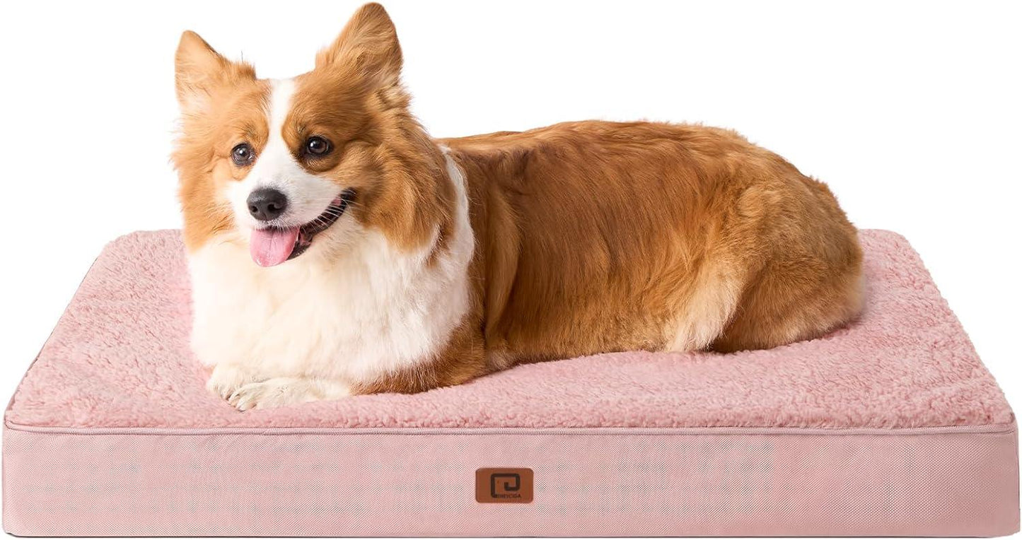 EHEYCIGA Orthopedic Dog Beds Large Mattress with Removable Washable Cover for Crate, Grey, 91x68x9cm - Comfort Style