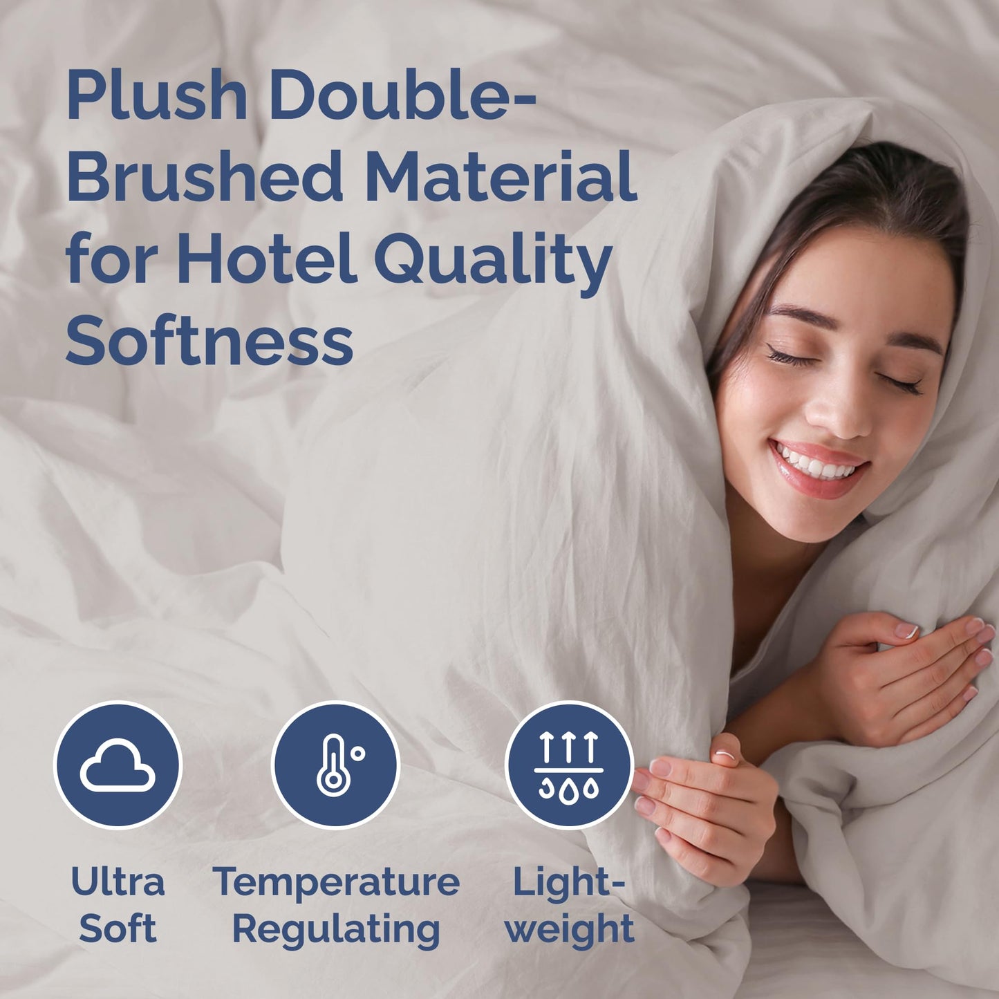 Bedding Duvet Quilt Cover Set with 2 Pillowcases - Hotel Quality - Cooling, Wrinkle-Free, Machine Washable with Zipper & Corner Ties - Super Soft Microfibre-Polyester - Comfort Style