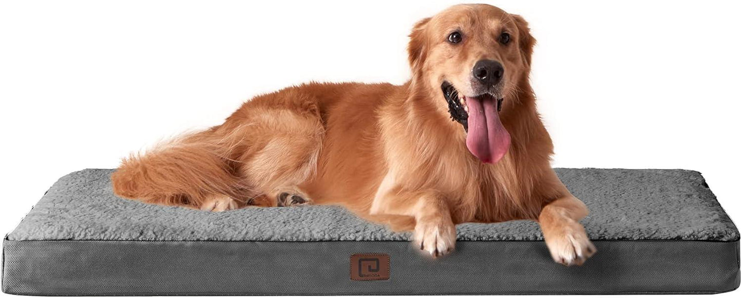 EHEYCIGA Orthopedic Dog Beds Large Mattress with Removable Washable Cover for Crate, Grey, 91x68x9cm - Comfort Style