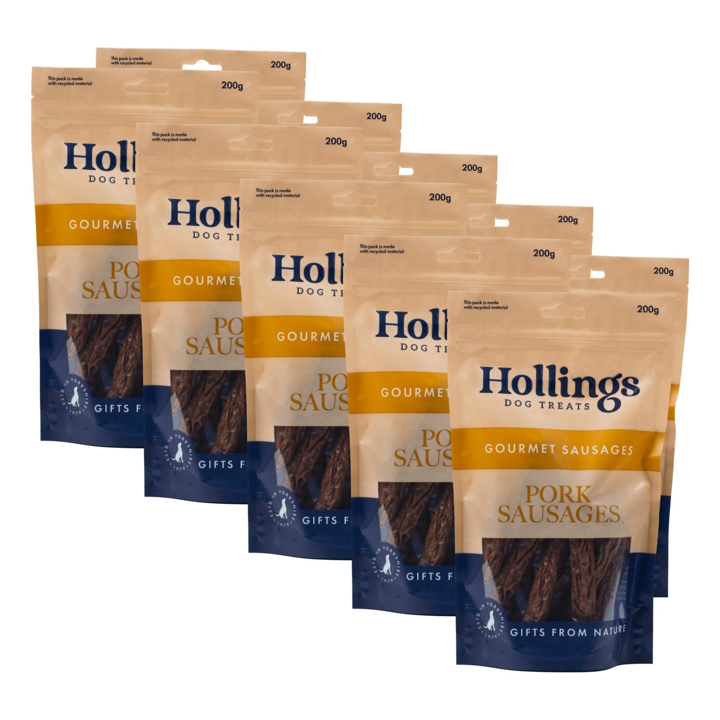 Hollings Pork Sausages Dog Treats, Delicious, Nutritious Air Dried Chews for Adult Dogs, 100% Gluten Free & Made with 100% Natural Ingredients (1kg)
