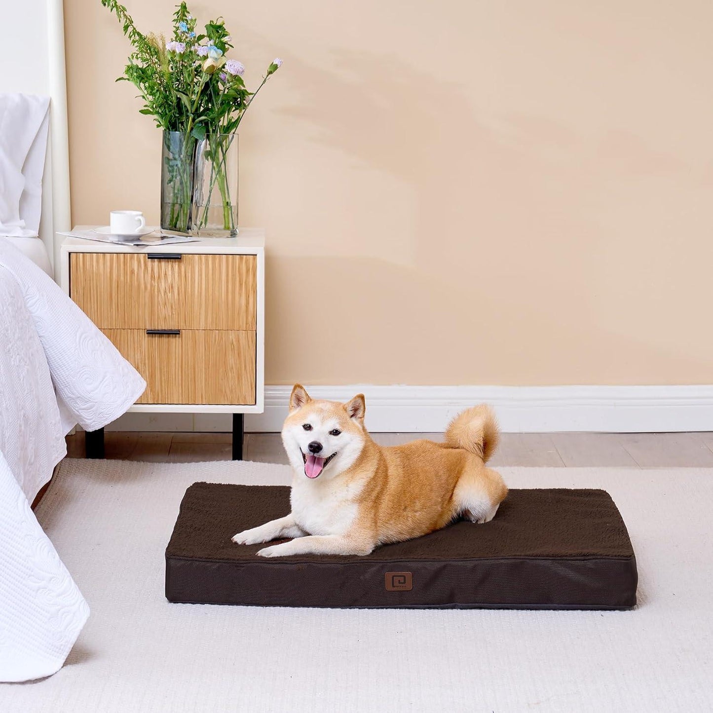 EHEYCIGA Orthopedic Dog Beds Large Mattress with Removable Washable Cover for Crate, Grey, 91x68x9cm - Comfort Style