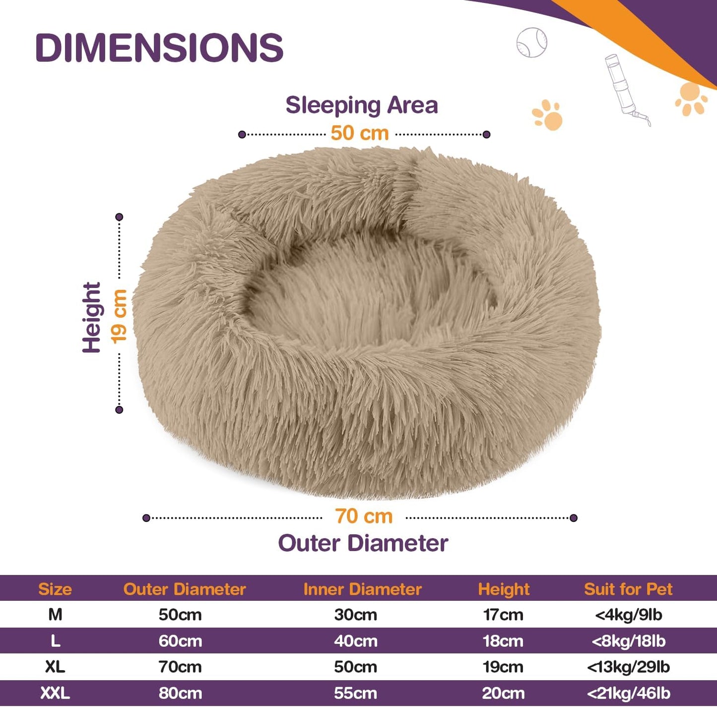 ELYF 50cm Dark Grey Donut Cat Beds for Indoor Cats Clearance, Kitten Bed and Puppy Bed with Anti-Slip Waterproof Bottom, Fluffy Cosy Pet Bedding & Furniture for Small Dog Bed Clearance, Large Cat Bed - Comfort Style