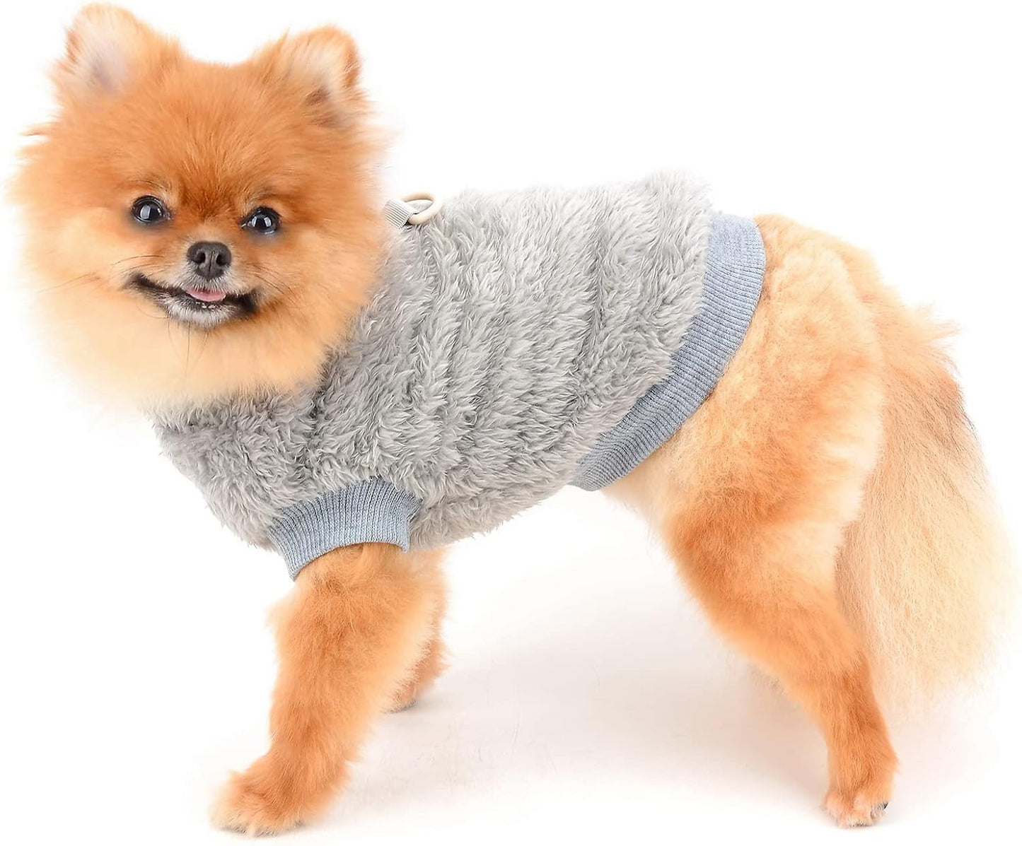 SMALLLEE_LUCKY_STORE Pet Sherpa Fleece Jumper Vest Sweaters Turtleneck Pullover with D-ring Soft Sweatshirt for Small Dogs Cat Puppy Boy Girl Yorkie Chihuahua Warm Fall Winter Clothes,Pink,S - Comfort Style