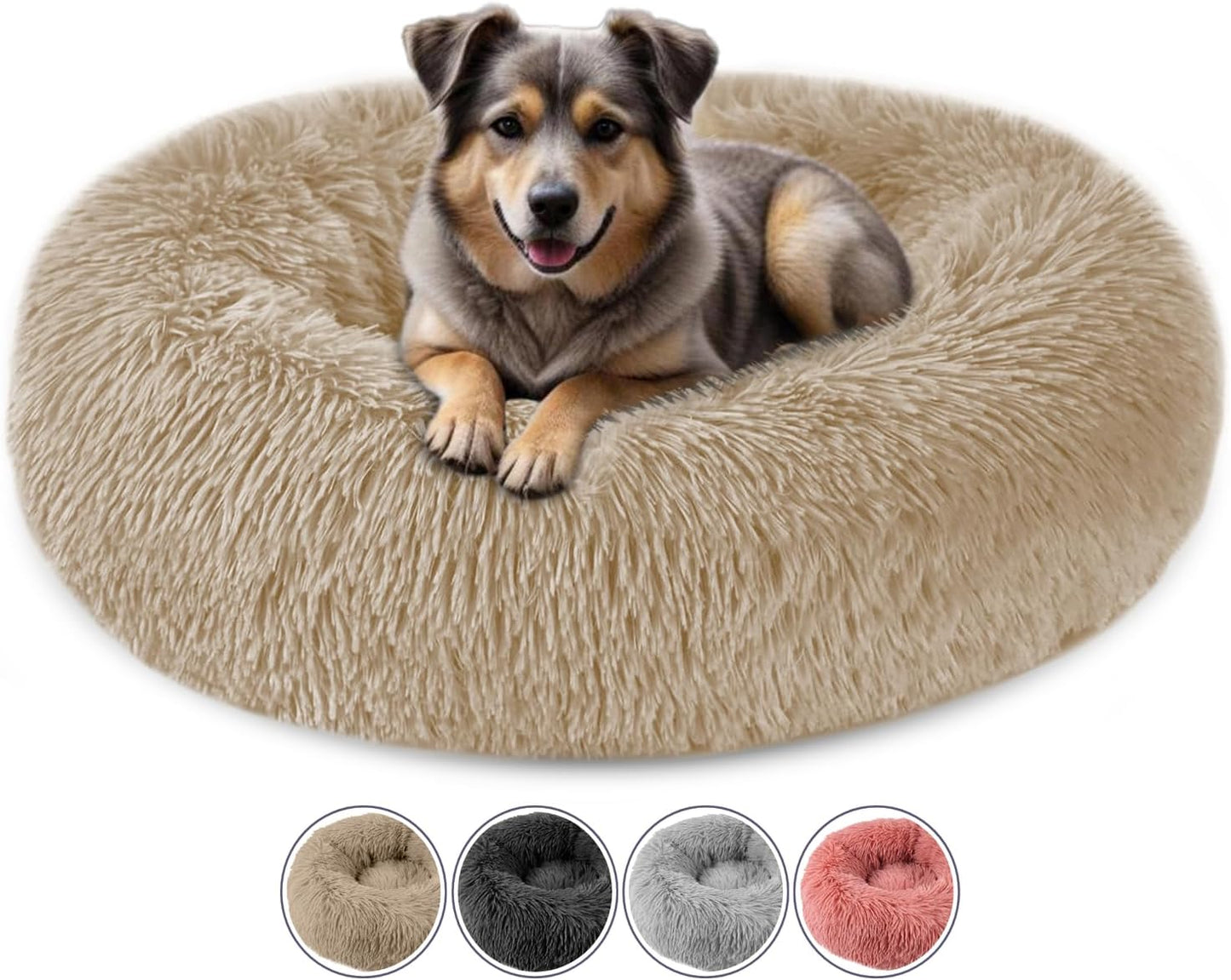 ELYF 50cm Dark Grey Donut Cat Beds for Indoor Cats Clearance, Kitten Bed and Puppy Bed with Anti-Slip Waterproof Bottom, Fluffy Cosy Pet Bedding & Furniture for Small Dog Bed Clearance, Large Cat Bed - Comfort Style