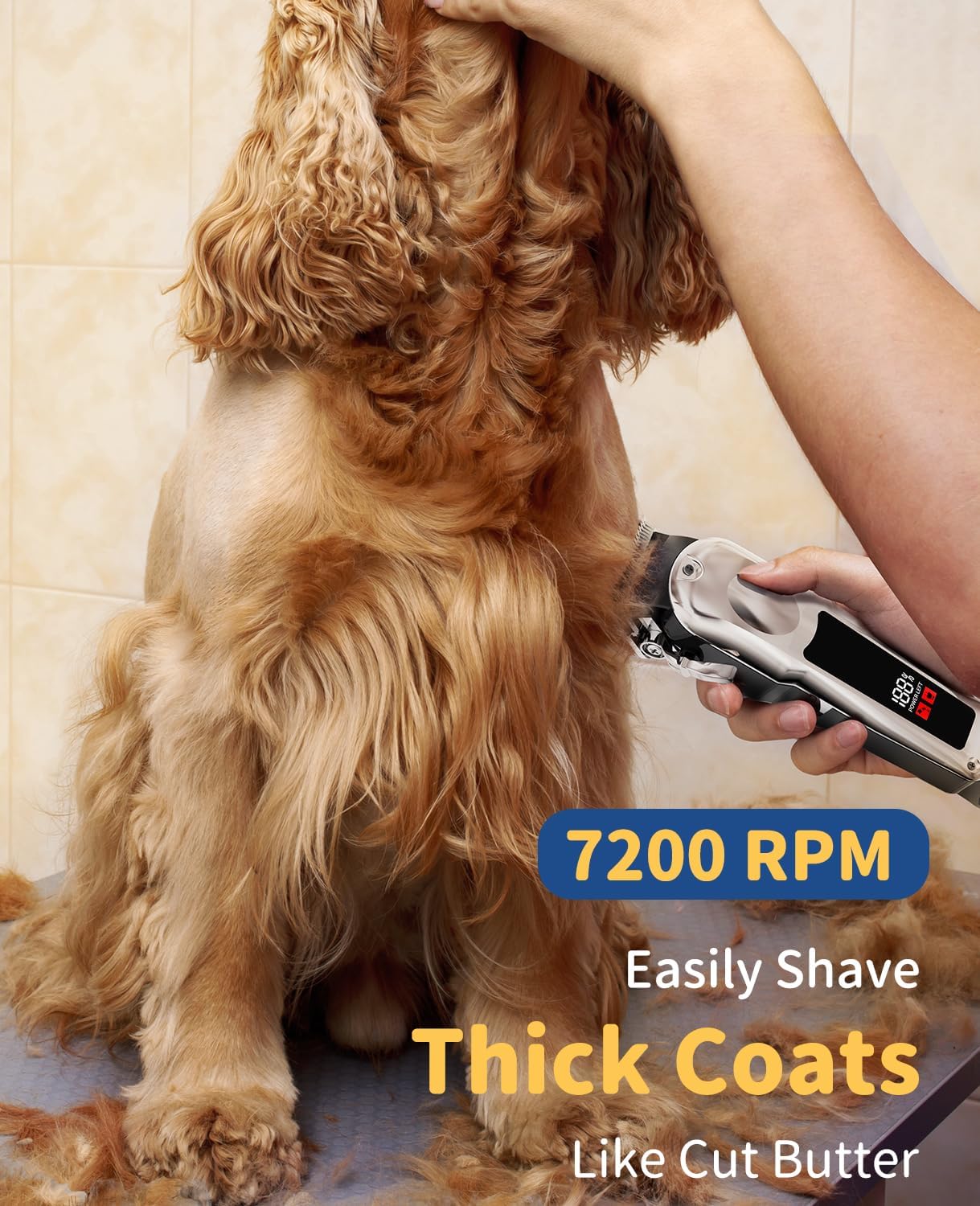 Kriogor Professional Dog Clippers for Thick Coats, Low Noise Grooming Clipper Pet Clippers for Dogs, Cordless Dog Timmers with 10 Guide Combs for Pets, Cat, Dogs Shears