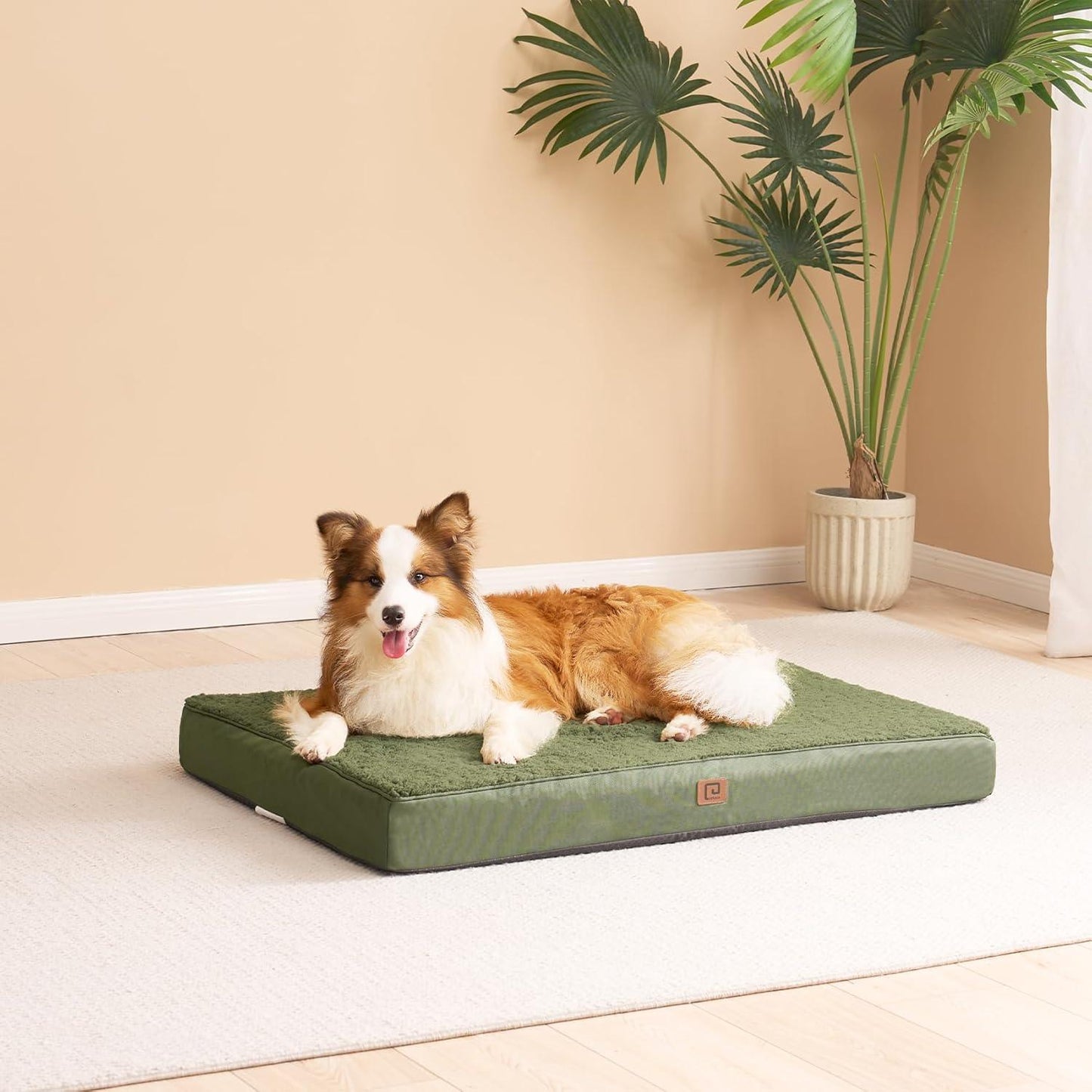 EHEYCIGA Orthopedic Dog Beds Large Mattress with Removable Washable Cover for Crate, Grey, 91x68x9cm - Comfort Style