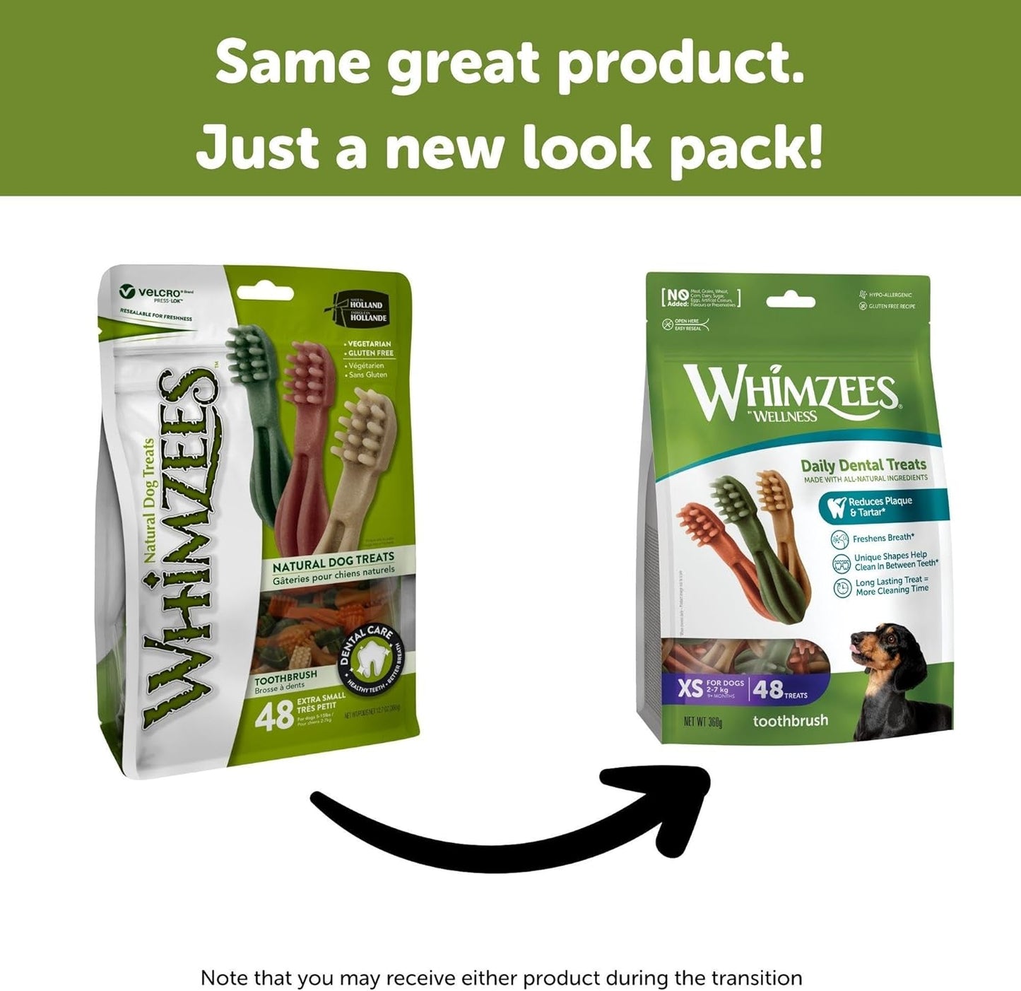 WHIMZEES By Wellness Toothbrush, Month Box, Natural and Grain-Free Dog Chews, Dog Dental Sticks for Small Breeds, 30 Pieces (One Month Supply), Size S - Comfort Style
