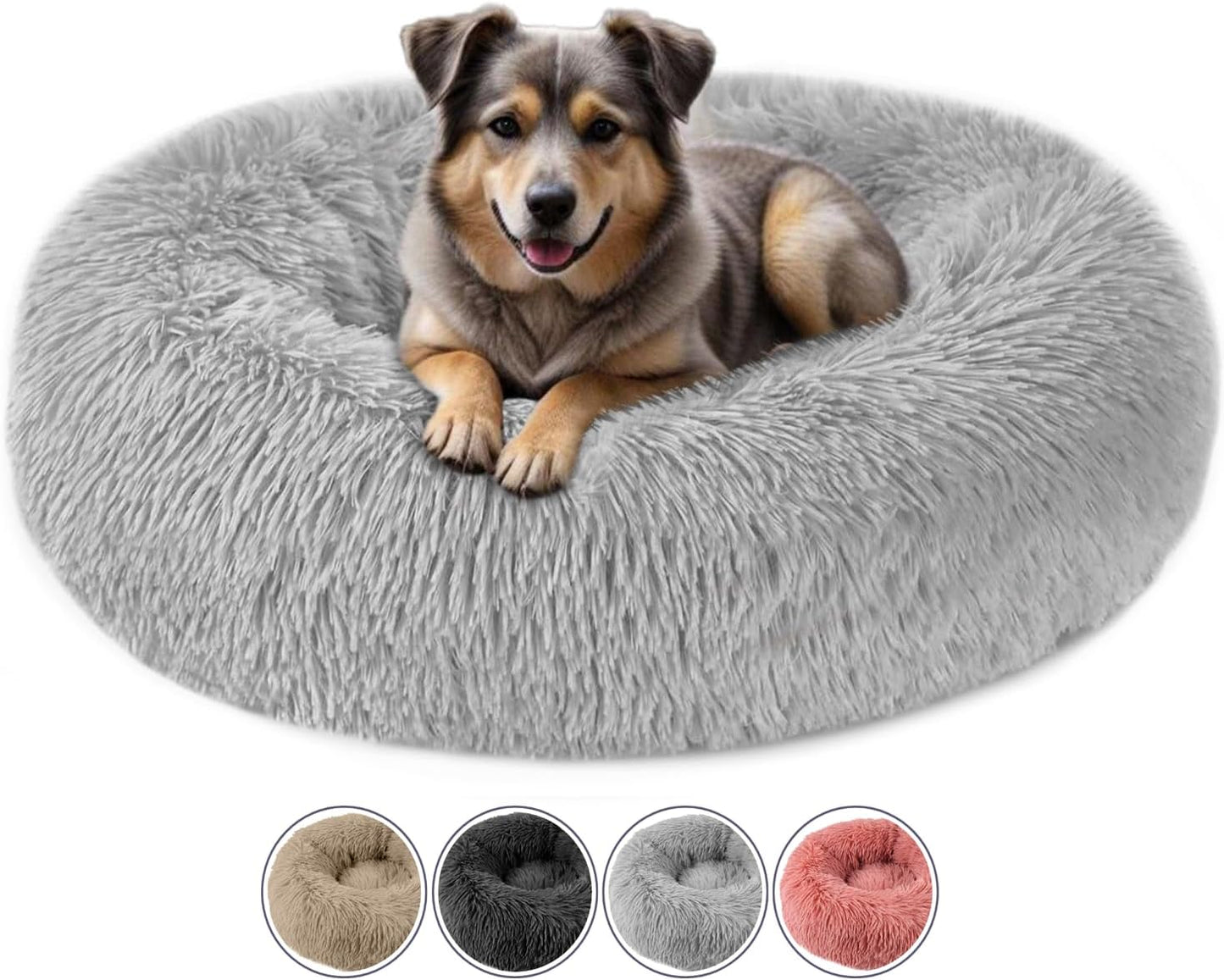 ELYF 50cm Dark Grey Donut Cat Beds for Indoor Cats Clearance, Kitten Bed and Puppy Bed with Anti-Slip Waterproof Bottom, Fluffy Cosy Pet Bedding & Furniture for Small Dog Bed Clearance, Large Cat Bed - Comfort Style