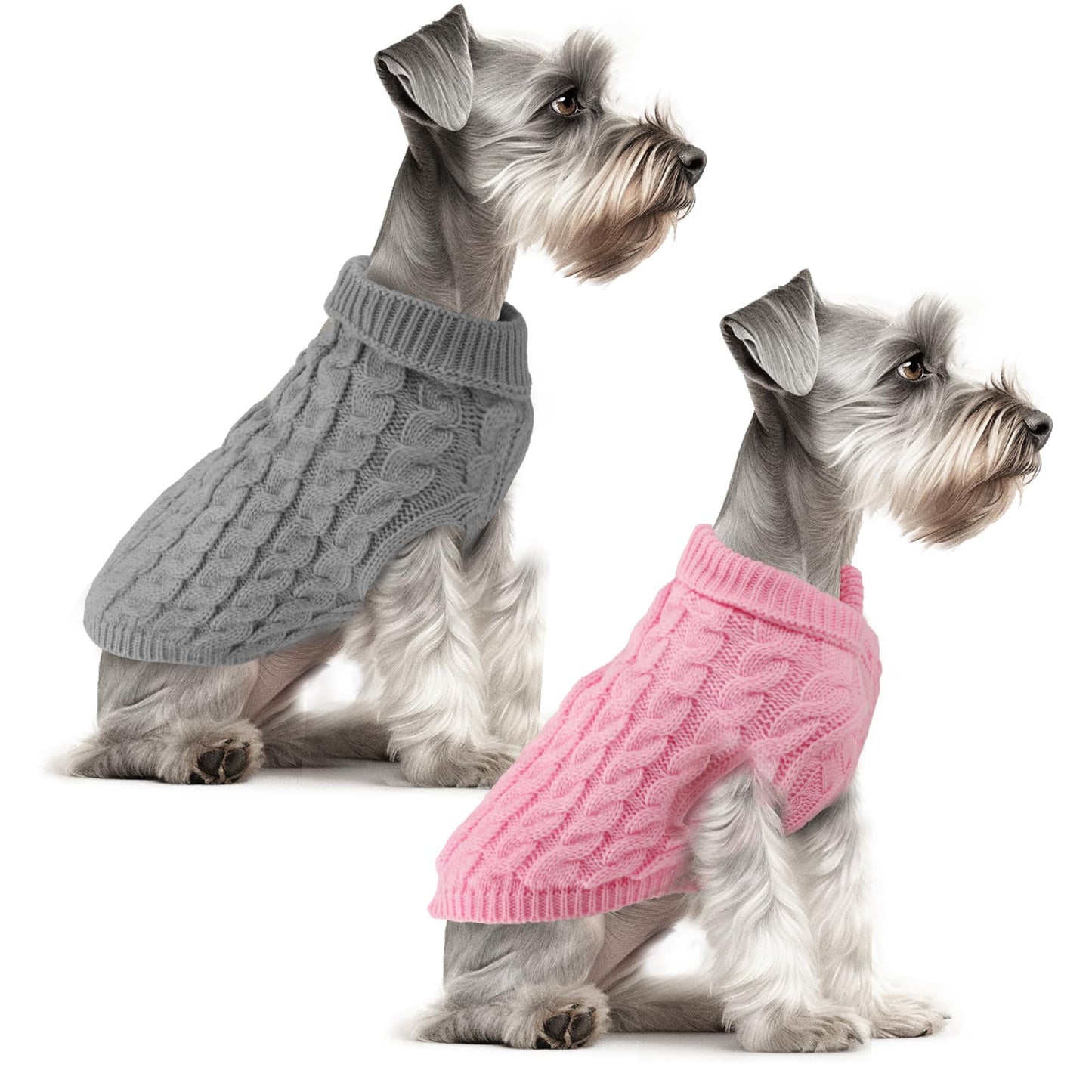 Fiohiros Dog Jumpers Knitted Turtleneck, Warm Winter Dachshund Jumper Cute, Apparel Puppy Twist Striped Vest Dog Clothes for Dogs Cats