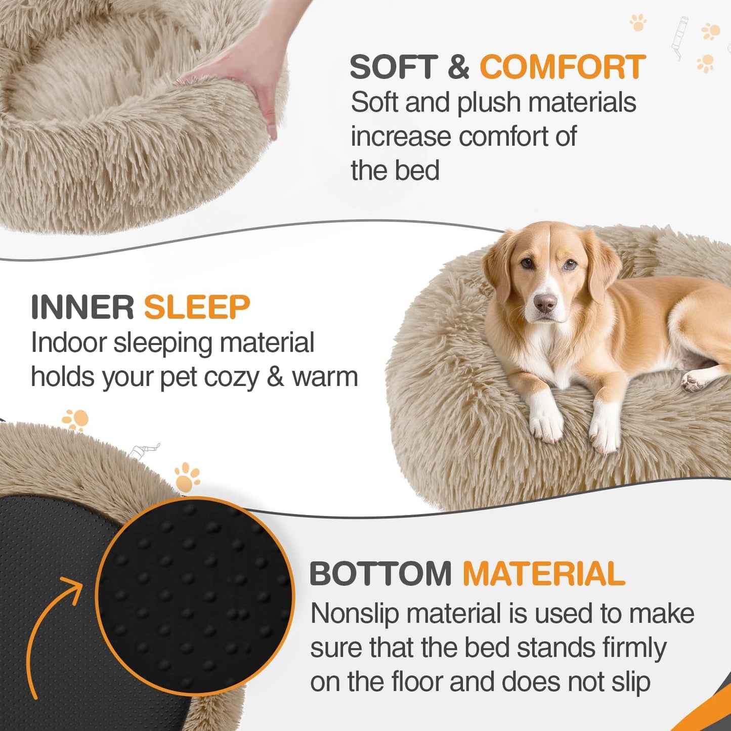 ELYF 50cm Dark Grey Donut Cat Beds for Indoor Cats Clearance, Kitten Bed and Puppy Bed with Anti-Slip Waterproof Bottom, Fluffy Cosy Pet Bedding & Furniture for Small Dog Bed Clearance, Large Cat Bed - Comfort Style