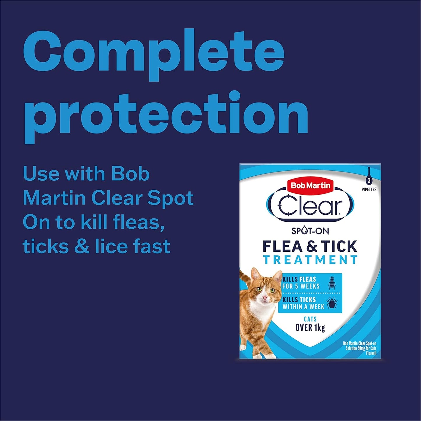Bob Martin Clear | Spot On Wormer for Cats & Kittens | 100% Effective Tapeworm Treatment (2 Pipettes) - Comfort Style