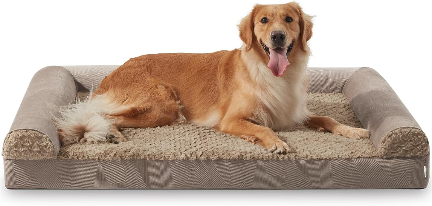 FURTIME Large Dog Bed(89 x 64cm), Orthopedic Memory Foam Dog Beds Sofa with Removable Flannel Cover, Washable Pet Bed, Good for Doberman Pinscher, Sheltie, Border Collie, Australian Herding Dog - Comfort Style