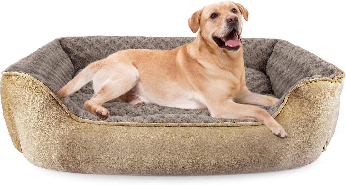 JOEJOY Dog Bed Medium - Washable Dog Bed Anti-Anxiety Dog Bed Soft Plush Dog Bed Rectangle Non-Slip Bottom Pet Bed - Small | Medium | Large Size Mattress Mat For Dog, Grey - Comfort Style