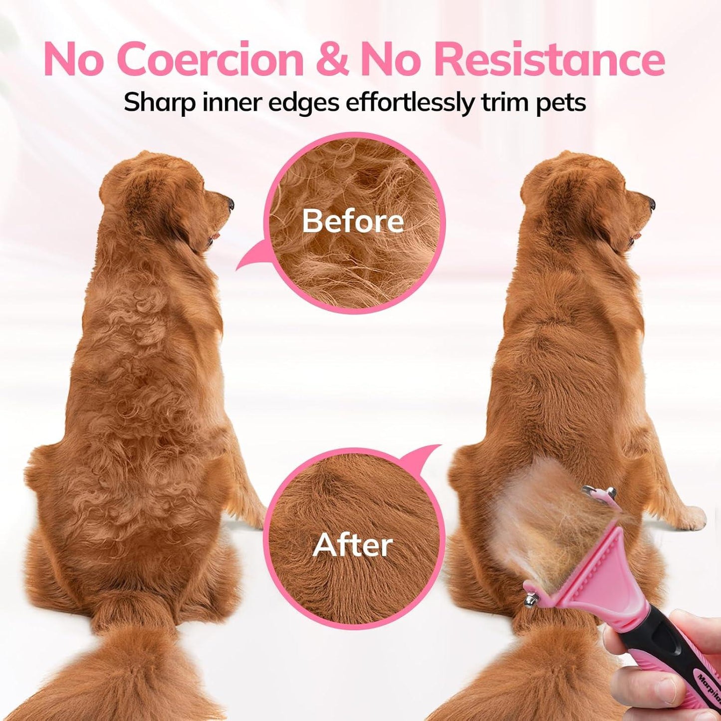 Morpilot Dog Brush Cat Brush Grooming Comb, 23+12 Double Sided Undercoat Rake Dematting Deshedding Tool for Long Hair Pets Cat Dog Slicker Shedding Brushes Efficiently Reduces Hair Loss by up to 90% - Comfort Style