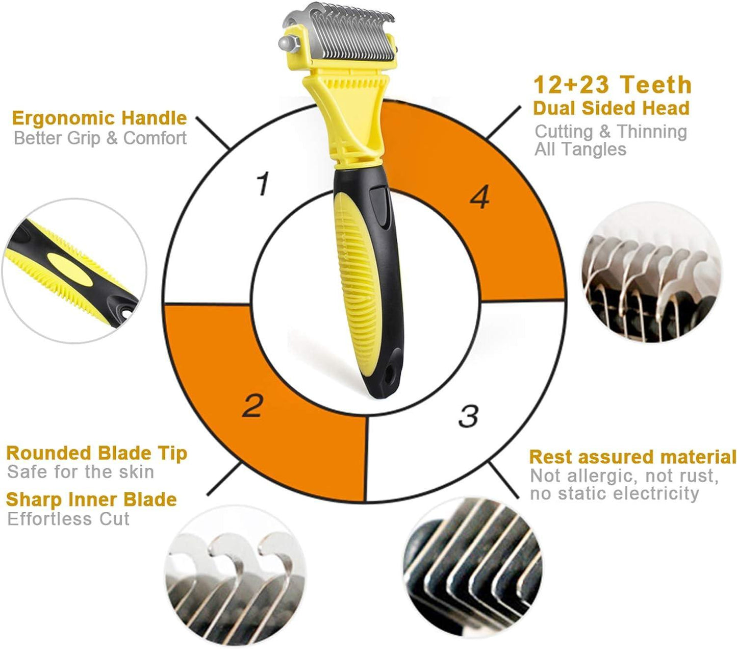 Morpilot Dog Brush Cat Brush Grooming Comb, 23+12 Double Sided Undercoat Rake Dematting Deshedding Tool for Long Hair Pets Cat Dog Slicker Shedding Brushes Efficiently Reduces Hair Loss by up to 90% - Comfort Style