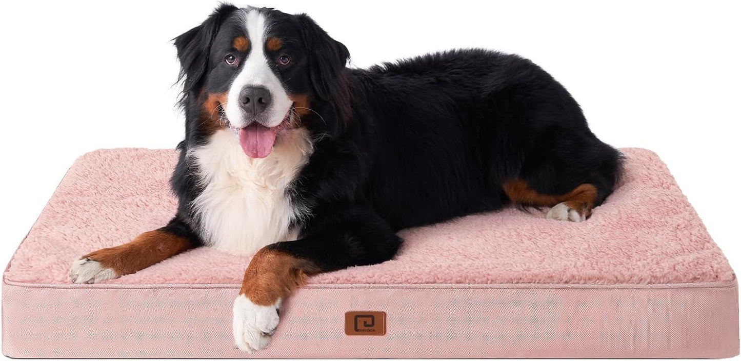 EHEYCIGA Orthopedic Dog Beds Large Mattress with Removable Washable Cover for Crate, Grey, 91x68x9cm - Comfort Style