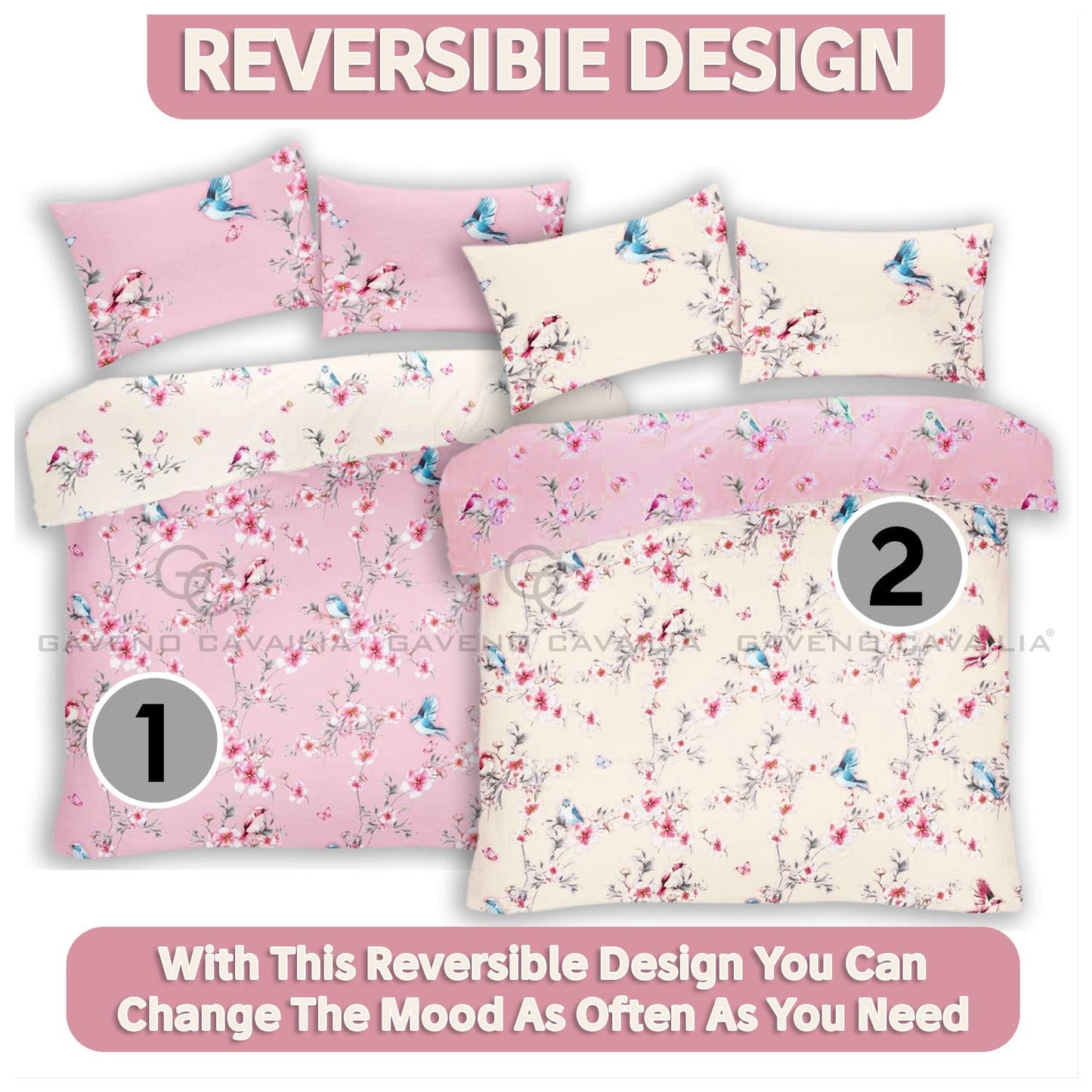 GC GAVENO CAVAILIA Duvet Cover With Pillow Cases - Polycotton Quilt Cover - Bedding Set - Comfort Style