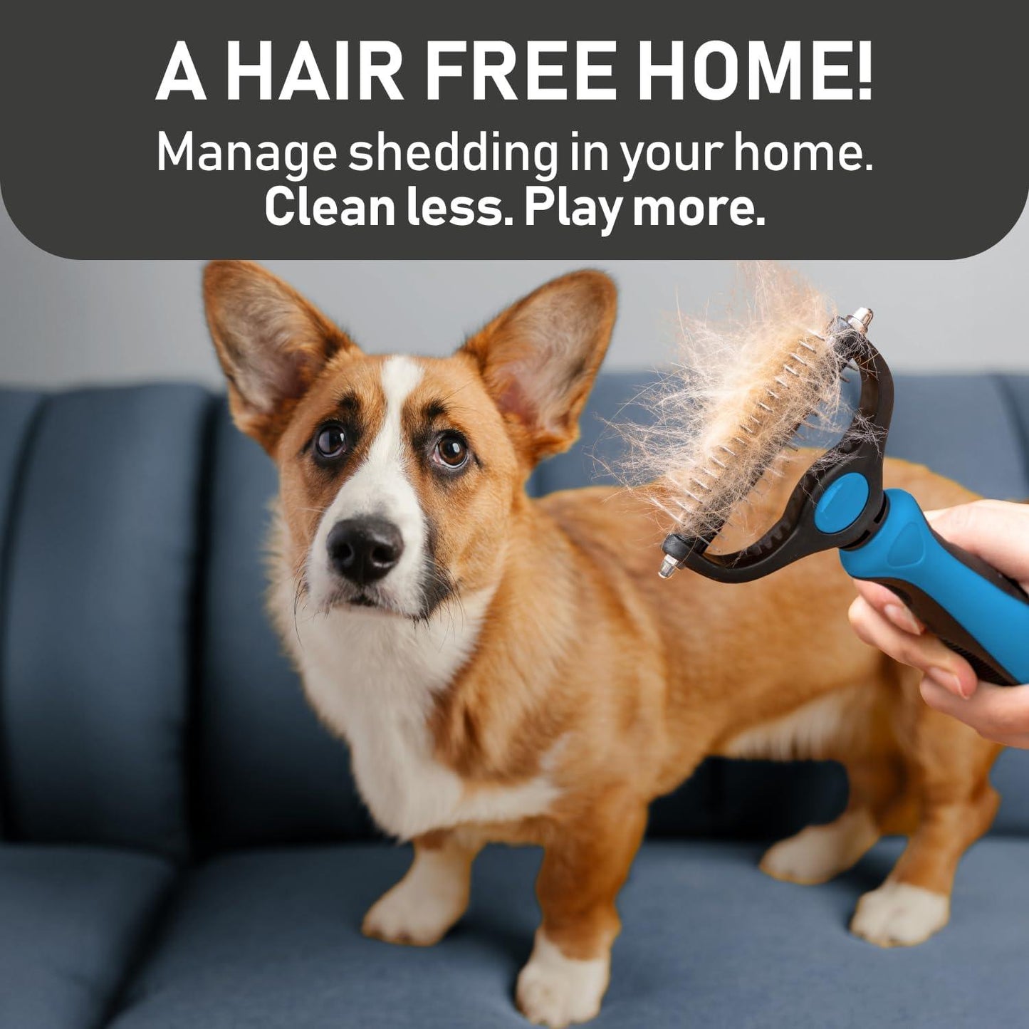 Maxpower Planet Dog Brush - Reduce Shedding by 95% - Double Sided Deshedding Dematting Tool - Undercoat Rake Dog, Cat Brush - Dog Brushes Shedding Hair - Dog Grooming Brush - Cat Grooming Brush, Blue - Comfort Style