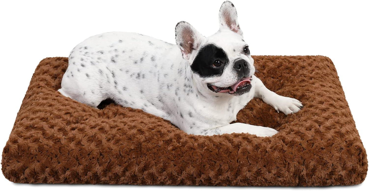 KSIIA Large Dog Bed Washable, Calming Dog Bed, Dog Crate Mattress with Non skid Bottom, Fluffy Anti Anxiety Dog Beds, Pet Beds Pillow Cushion for Dog, Dark Grey, 90x60x8cm - Comfort Style