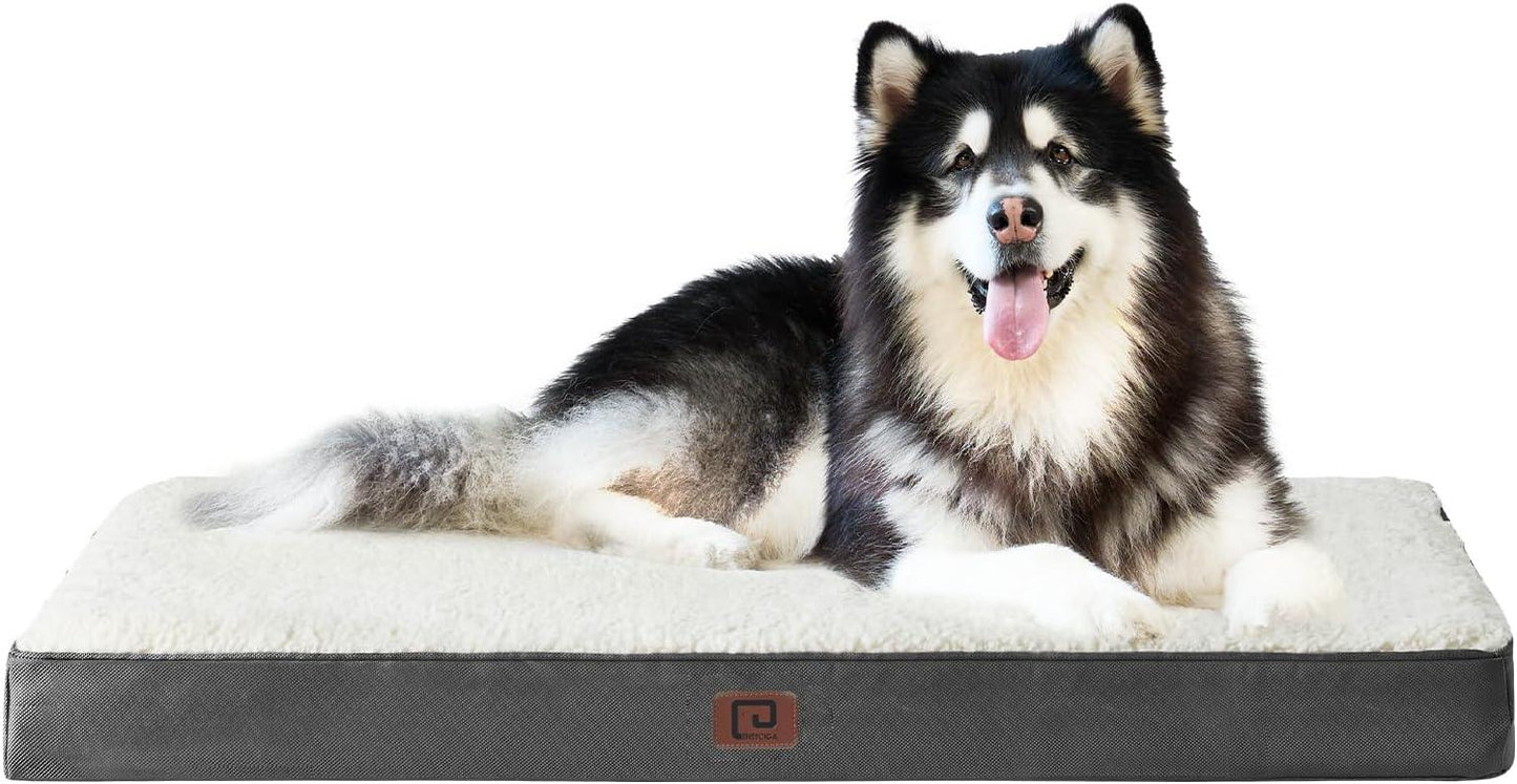 EHEYCIGA Orthopedic Dog Beds Large Mattress with Removable Washable Cover for Crate, Grey, 91x68x9cm - Comfort Style