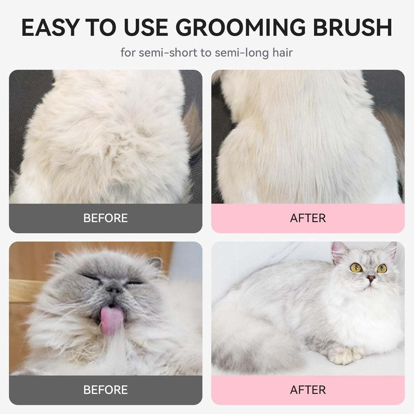aumuca Cat Brush with Release Button, Cat Grooming Brush for Long or Short Haired Cats, Cat Hair Brush for Shedding Cat Comb for Pets Removing Loose Fur and Massage, White - Comfort Style