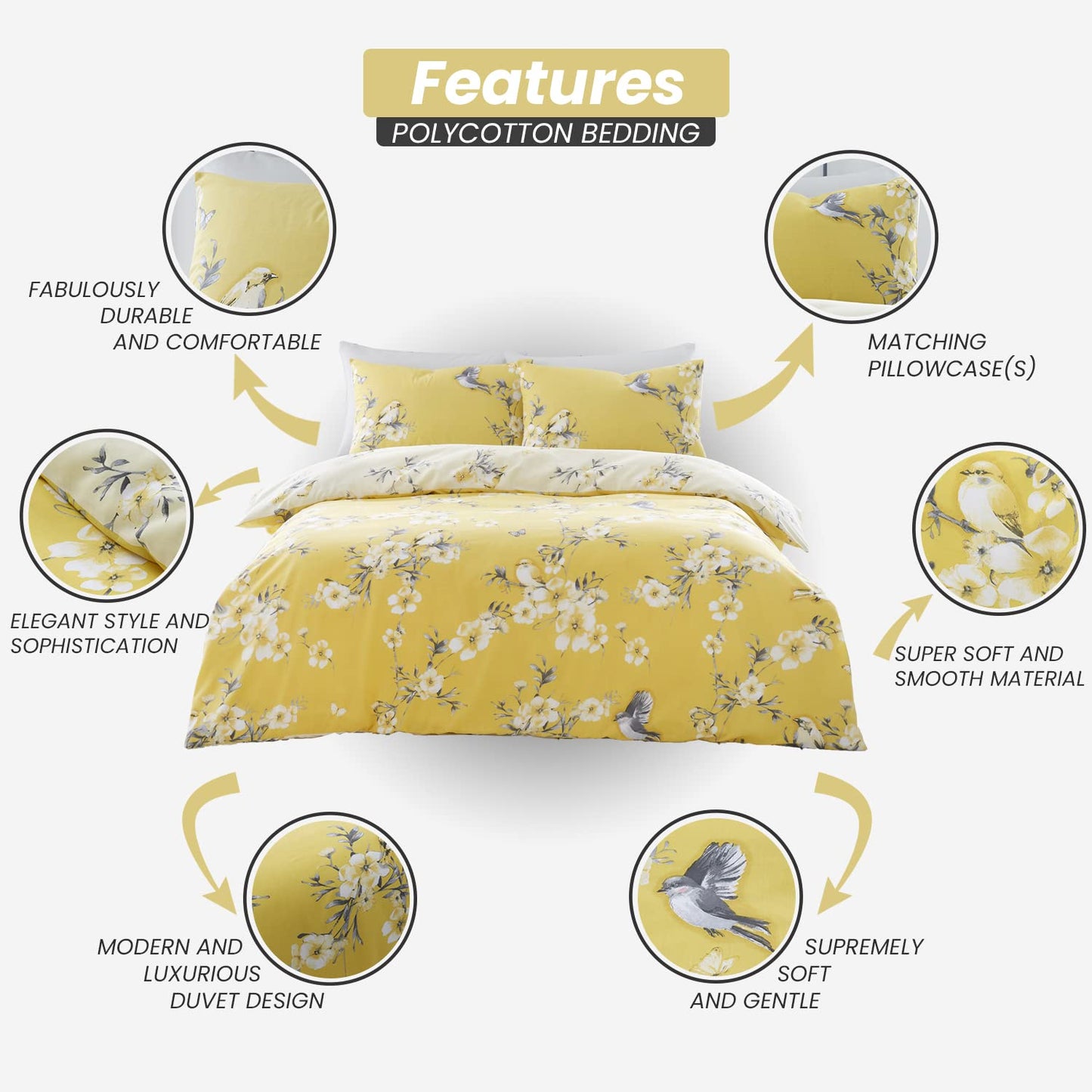 GC GAVENO CAVAILIA Duvet Cover With Pillow Cases - Polycotton Quilt Cover - Bedding Set - Comfort Style